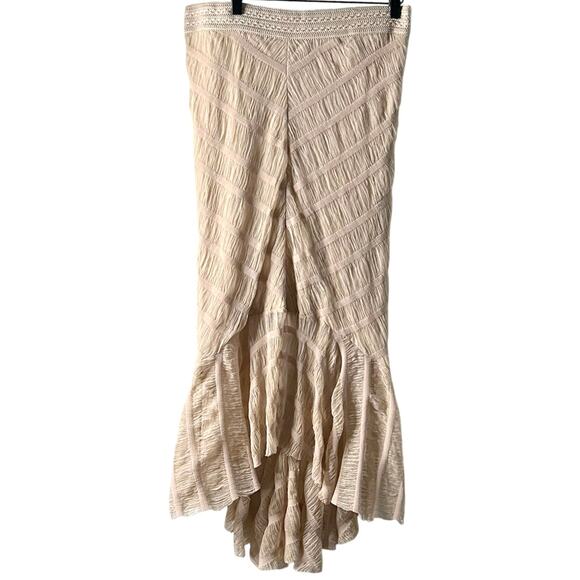 Free People | Chevron Knit Mesh Trumpette Gauzy Maxi Skirt | Blush | Size Large - Picture 4 of 10